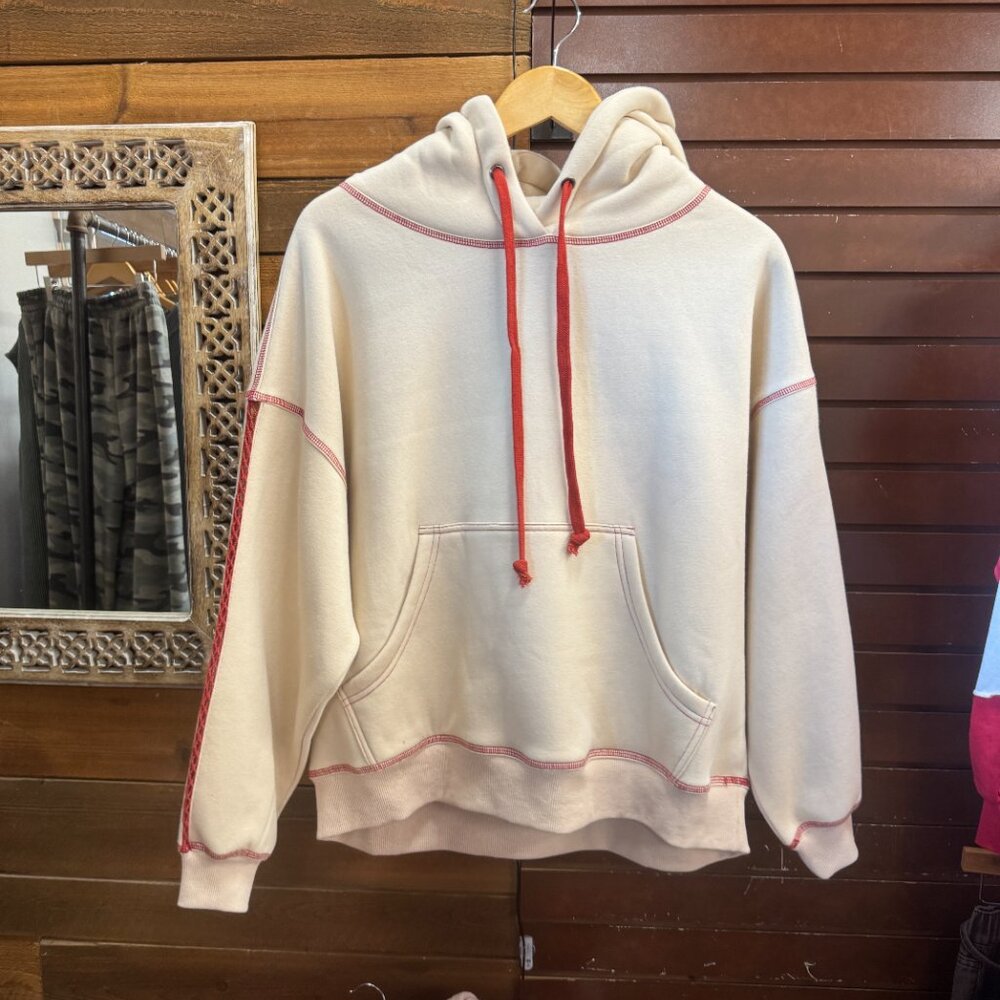 Contrast Red Stitch Oversized Hoodie